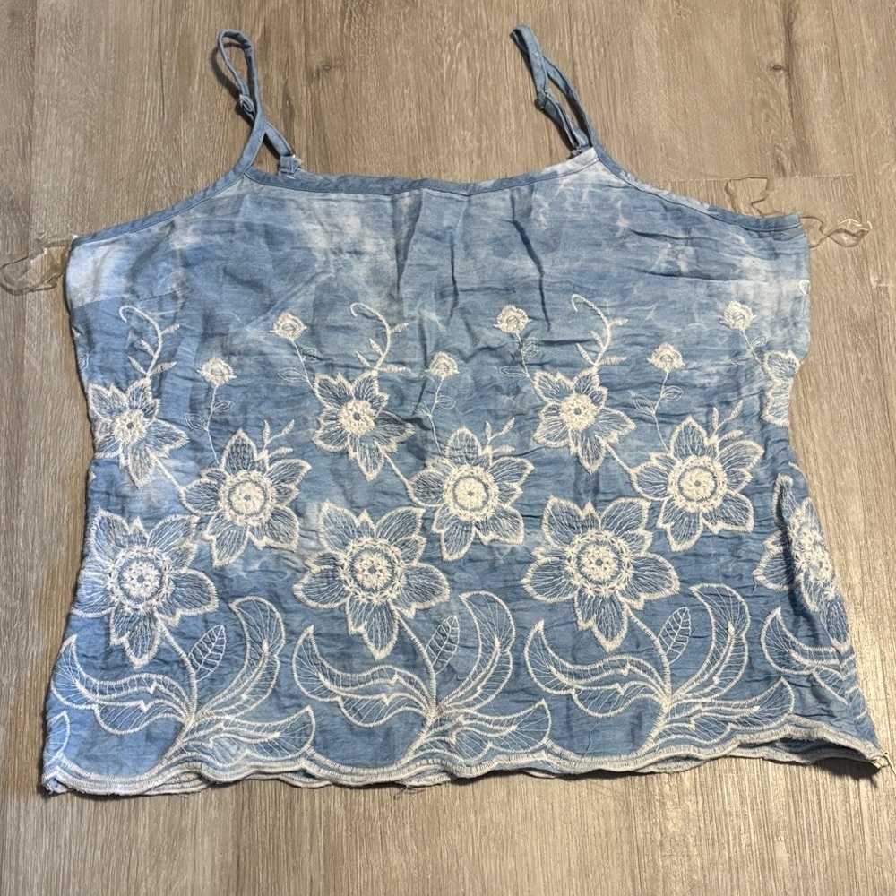 APRICOT Denim‎ Blue Camisole with White Floral Design